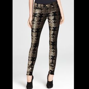 7 for all mankind black gold dressy jeans holiday fall party 28 stretch